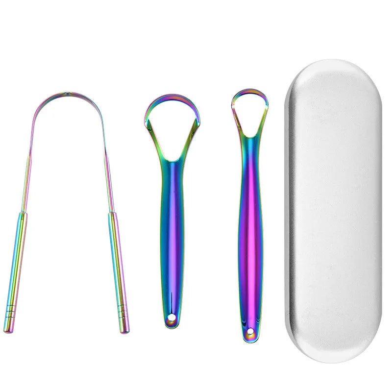 Gratte-Langue en Acier Inoxydable GEONYIEEK – Médical, Anti-Mauvaise Haleine, Adultes & Enfants | Pack 1 ou 3 pcs