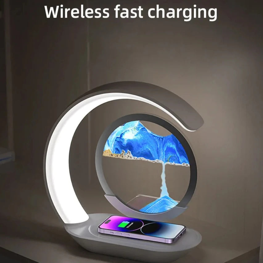 Tableau de Sable Lumineux USB 2026 – Décoration Bureau & Maison, Chargeur Sans Fil 15W, Effet Zen Apaisant