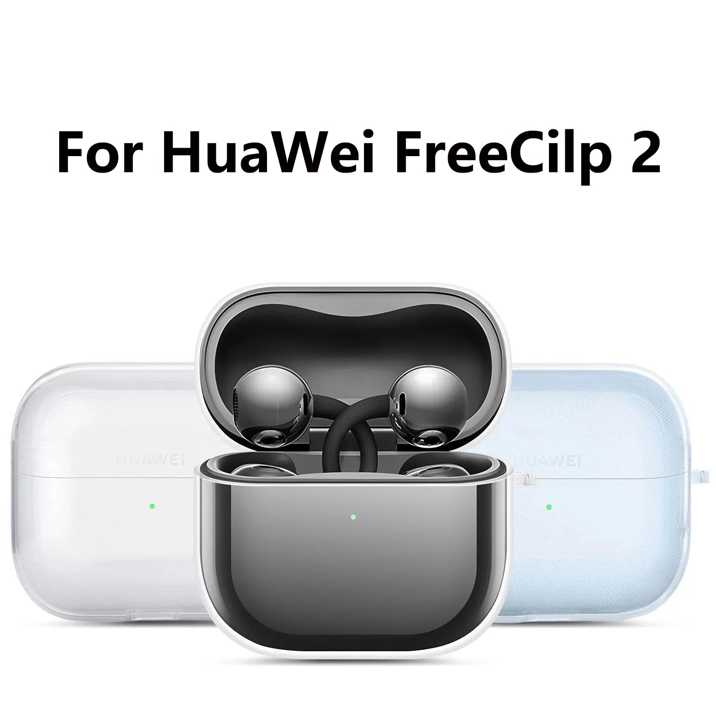 Coque de Protection Silicone TPU pour Huawei FreeClip 2 – Transparente, Anti-Choc, avec Lanière