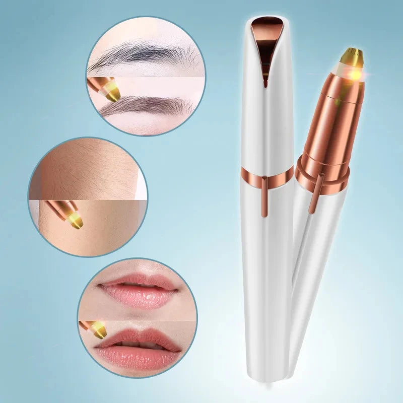 Épilateur Sourcils Électrique Portable – Rasoir Visage & Corps, Brosse Nez Intégrée, Rechargeable, Femme |