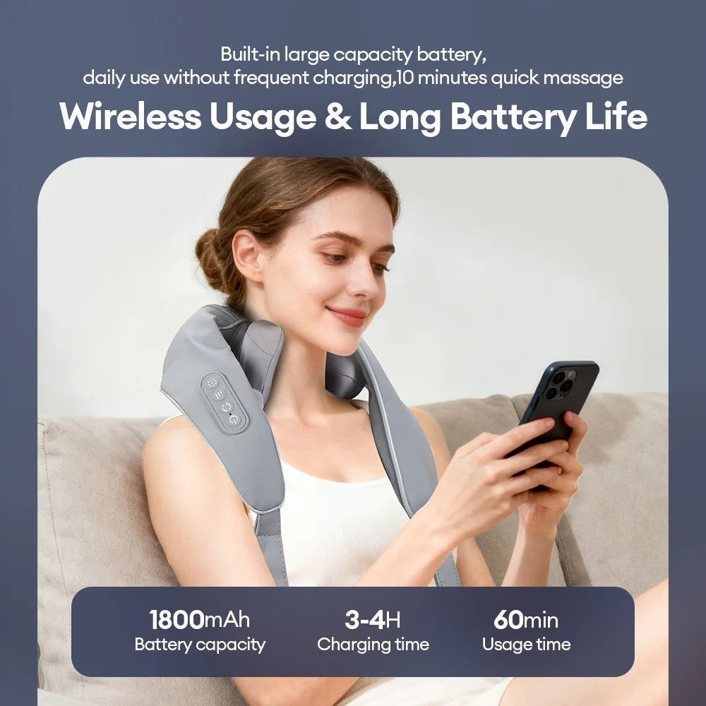 Masseur Cervical 8 Têtes Foreverlily – Shiatsu, Chaleur, Sans Fil