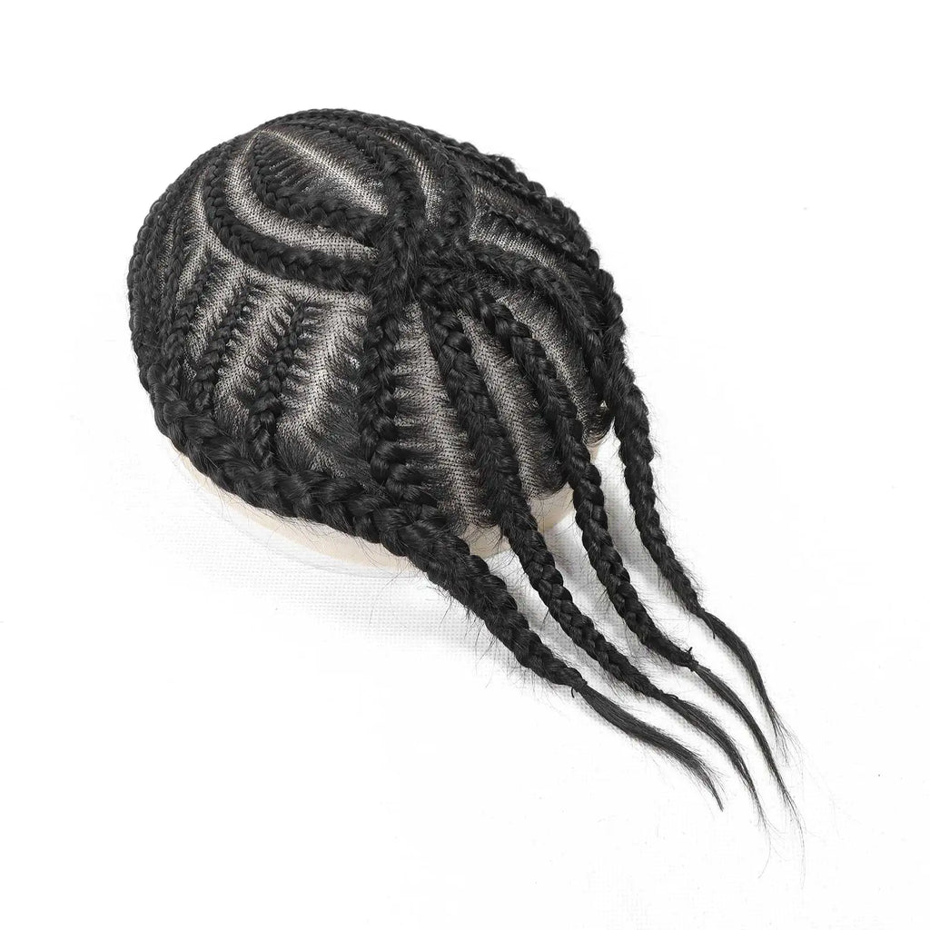 Toupet Homme Cheveux Naturels BZFM – Full Lace, Tresses Cornrow, 98% Cheveux Humains Indiens