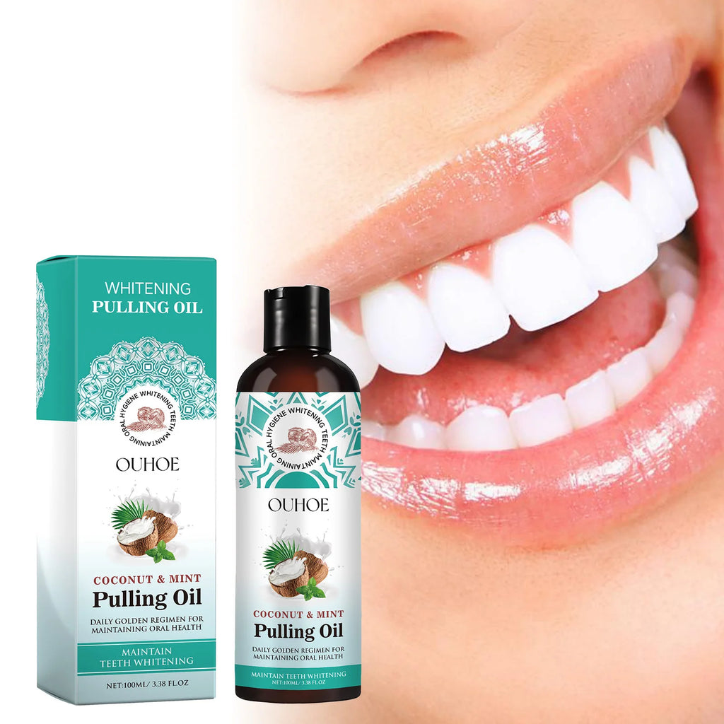 Bain de Bouche à l'Huile de Coco OUHOE – Anti-Odeur, Élimine les Taches, Haleine Fraîche, Soin Dentaire Unisexe