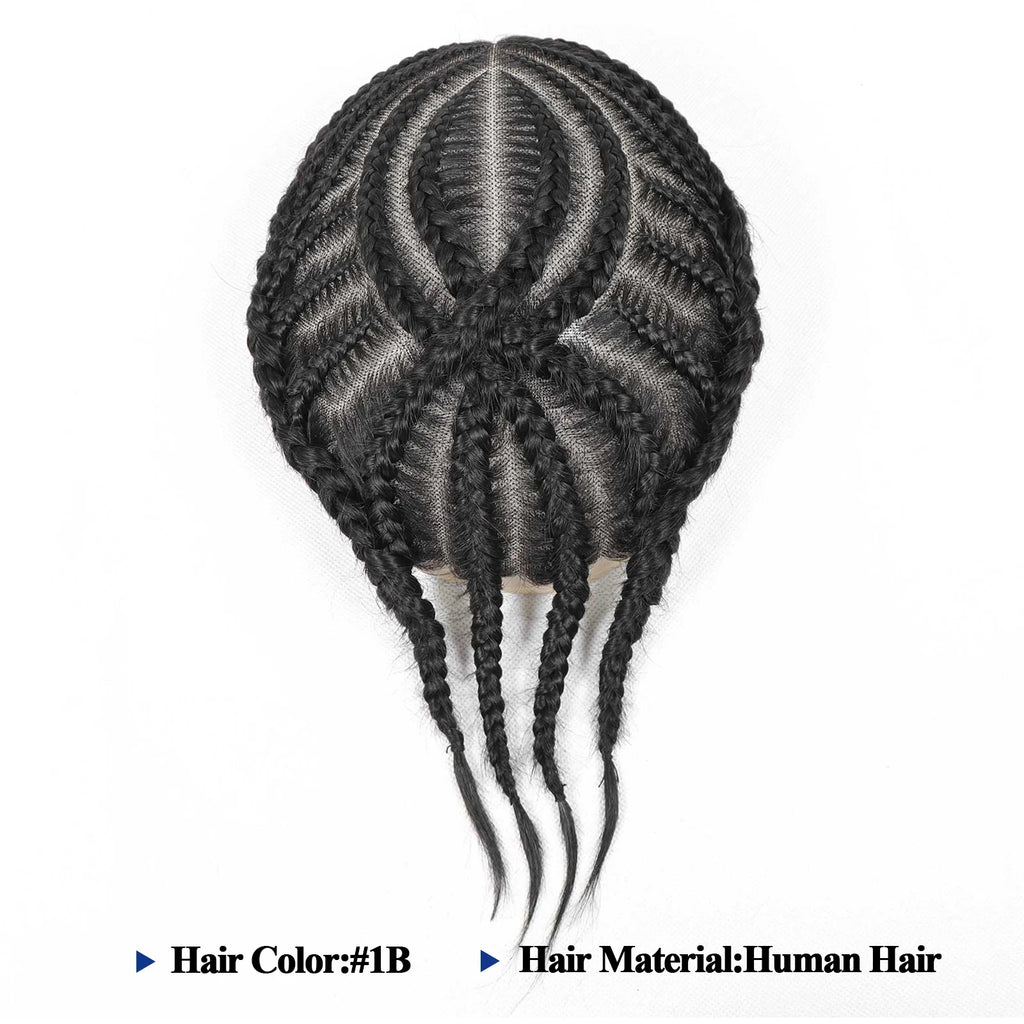 Toupet Homme Cheveux Naturels BZFM – Full Lace, Tresses Cornrow, 98% Cheveux Humains Indiens
