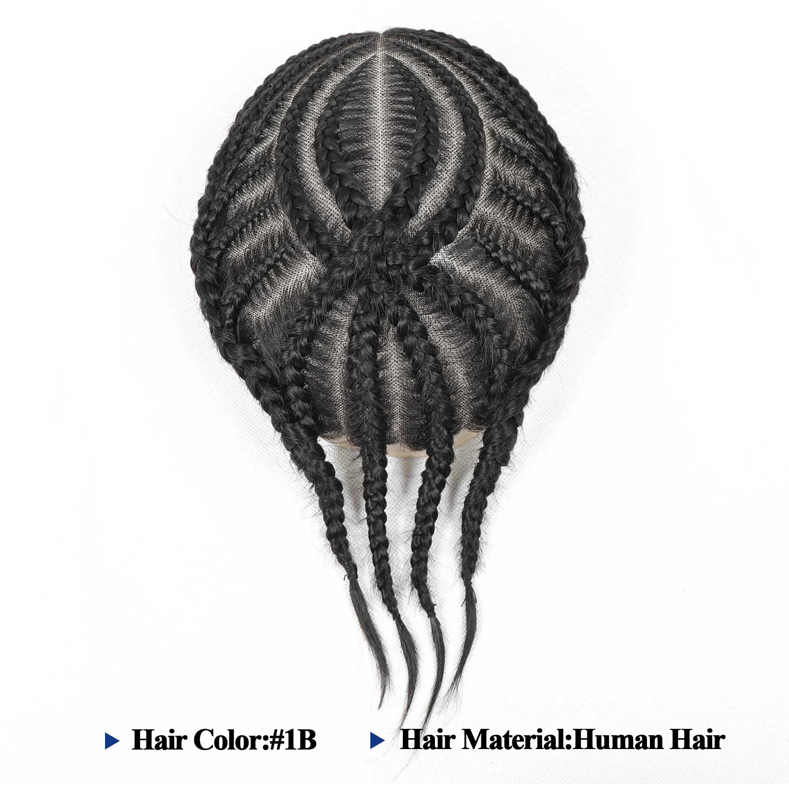 Toupet Homme Cheveux Naturels BZFM – Full Lace, Tresses Cornrow, 98% Cheveux Humains Indiens