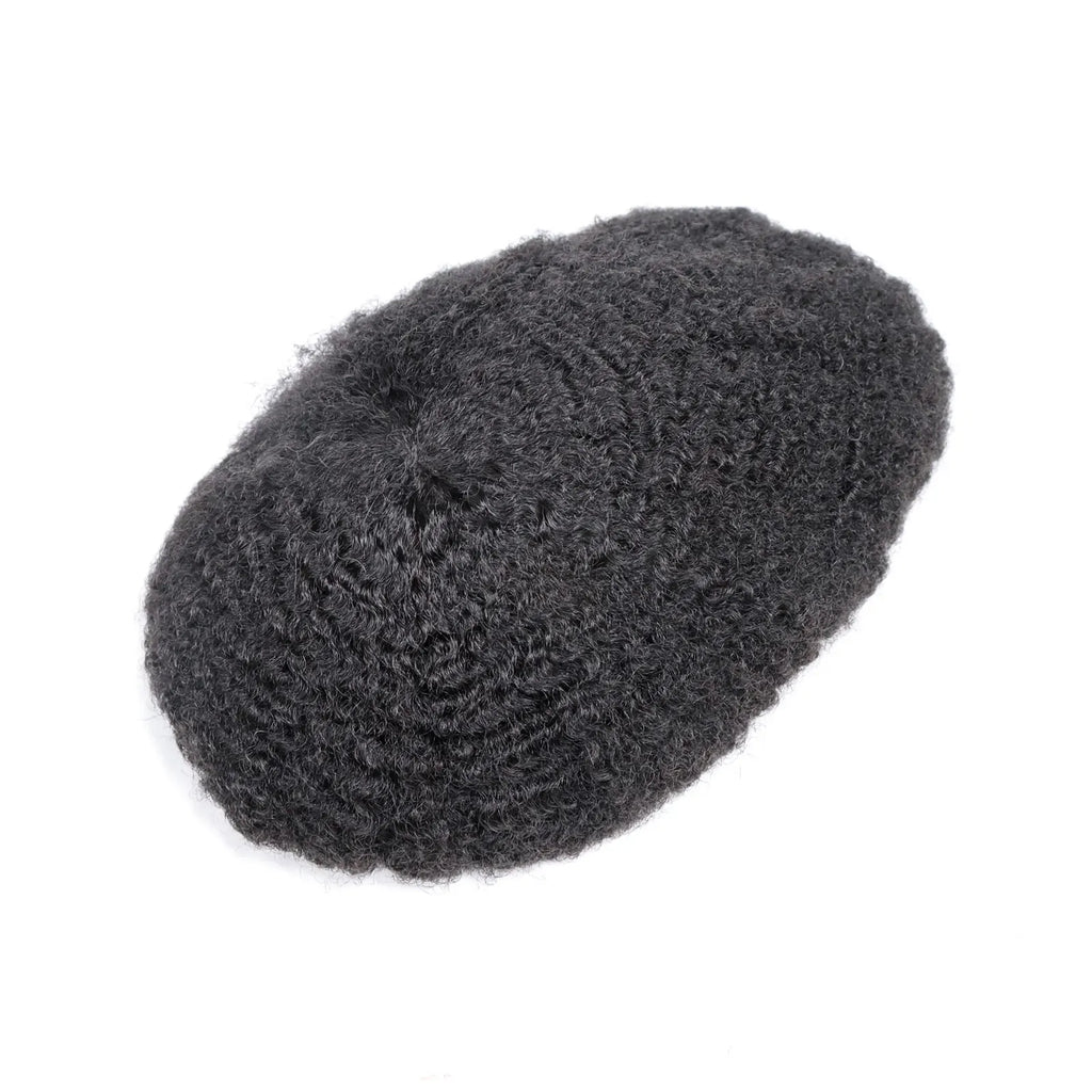 Toupet Homme Afro Curly BZFM – Full PU Base, Cheveux Naturels Remy, Densité 120%, 6/8/10/12mm