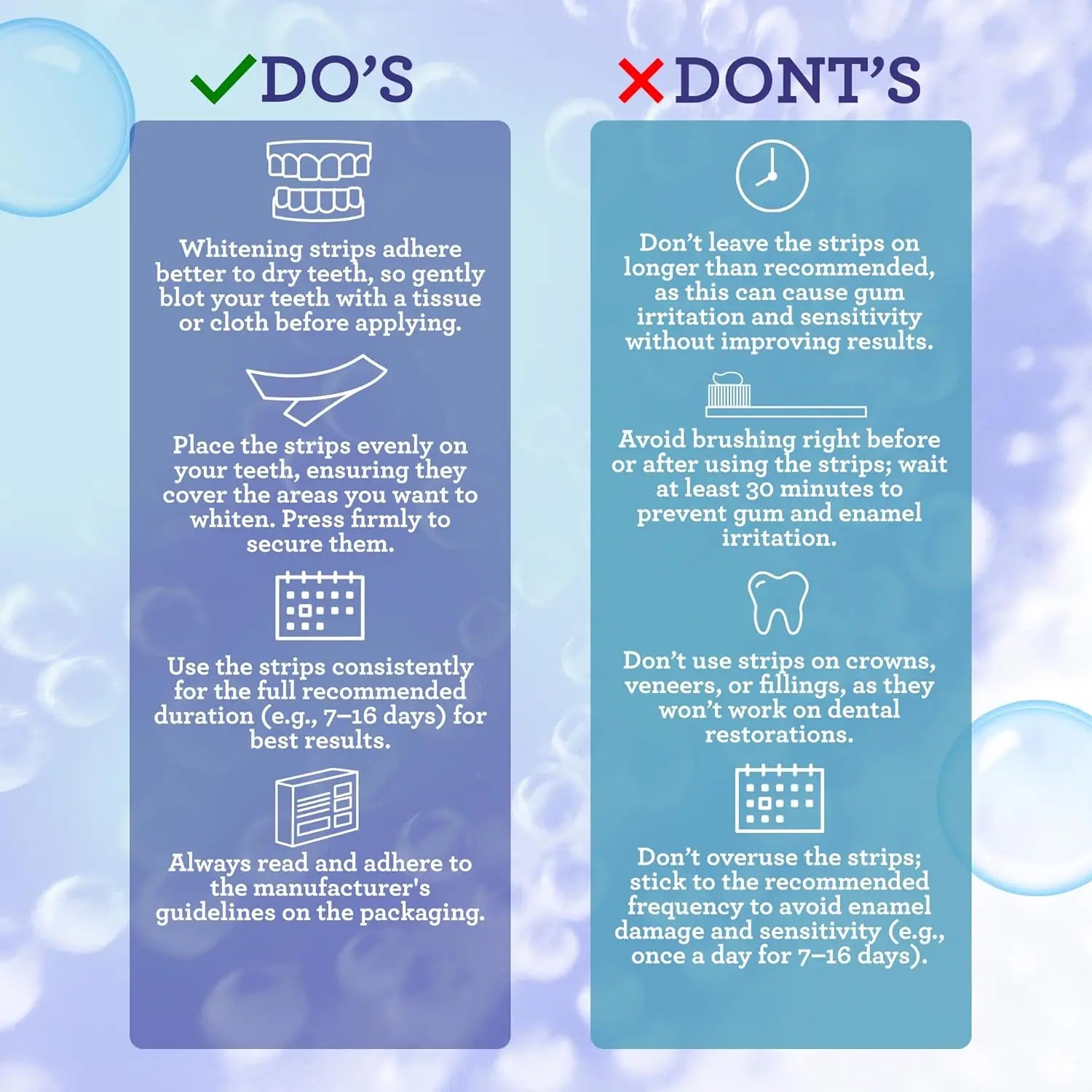 Bandes Blanchissantes aux Extraits de Noix de Coco – Soin Quotidien, Sans Alcool, 14 Paires